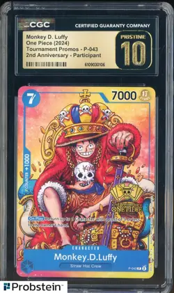 2024 One Piece Promos 2nd Anniversary Participant Monkey D Luffy CGC 10 PRISTINE - Image 1