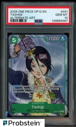 2025 One Piece OP12 EN Alternate Art #031 Tashigi PSA 10 GEM MINT - Image 1