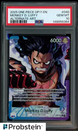 2025 One Piece OP11 EN Alternate Art #040 Monkey D. Luffy PSA 10 GEM MINT - Image 1