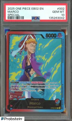 2025 One Piece EB02 Special EN #002 Marco PSA 10 GEM MINT - Image 1