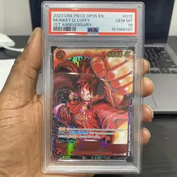 One Piece OP05 Monkey D. Luffy 1st Anniversary ST01-012 PSA 10 Gem Mint English - Image 2