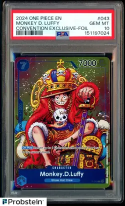 2024 One Piece EN Monkey D Luffy Convention Exclusive Foil #043 PSA 10 - Image 1