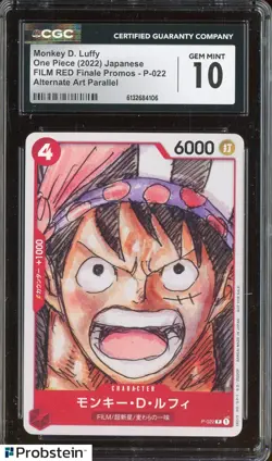 2022 One Piece Japanese FILM RED Final Promos Monkey D Luffy Alt Art CGC 10 - Image 1