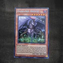 1996 Yu-Gi-Oh! 1st Edition Darklord Amdusc DESO-EN033 Secret Rare Card - Image 1