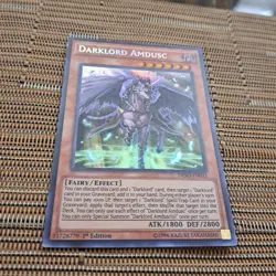 1996 Yu-Gi-Oh! 1st Edition Darklord Amdusc DESO-EN033 Secret Rare Card - Image 3