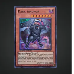 1996 Yu-Gi-Oh! Limited Edition Dark Simorgh Card CT08-EN006 Super Rare - Image 1