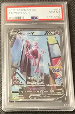 PSA 10 2022 Pokemon Go Mewtwo V Full Art Gem Mint Card #072 - Image 3