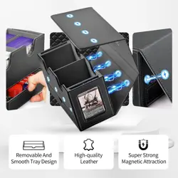 Card Deck Box for MTG, Double Storage Box with 2 Commander Display & 1 Dice Tray - Image 4