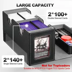 Card Deck Box for MTG, Double Storage Box with 2 Commander Display & 1 Dice Tray - Image 5