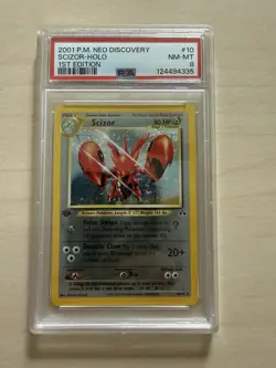Pokemon TCG Scizor Neo Discovery 1st Edition Holo Card 10/75 Vintage WOTC PSA 8 - Image 1