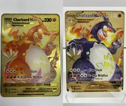 2PCS Charizard VMAX HP330 Gold Metal Pokemon Card-Collectible Gift Display！ - Image 1