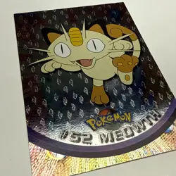 Meowth #52 Flames Black Logo Topps Holo Foil TV Animation Pokemon Card LP - Image 1