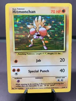 Pokemon TCG Hitmonchan Base Set Lot - 2 Card Holo Rare 1999 VTG WOTC - Image 2