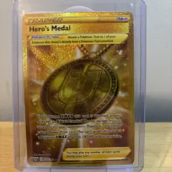 Hero's Medal 201/185 2020 Vivid Voltage Pokemon Card TCG Gold Secret Rare - Nm - Image 1