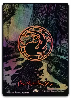 Mountain (Phyrexian) - Full Art (Oil Slick Raised Foil) NM Phyrexia All Will Be - Image 1