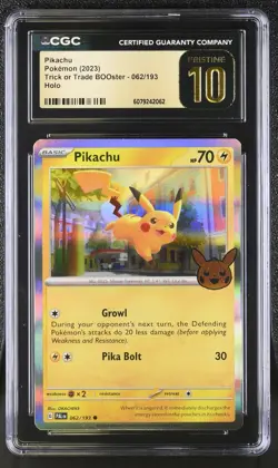 Pokemon Pikachu Trick or Trade #062 2023 CGC 10 PRISTINE - Image 1
