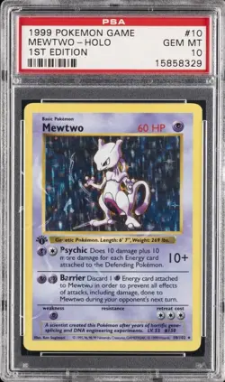 PSA 10 1999 POKEMON GAME #10 MEWTWO HOLO 1ST EDITION VINTAGE BASE SET HOLY GRAIL - Image 1