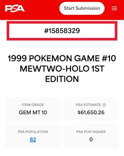 PSA 10 1999 POKEMON GAME #10 MEWTWO HOLO 1ST EDITION VINTAGE BASE SET HOLY GRAIL - Image 3