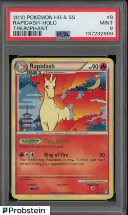 2010 Pokemon HG & SS Triumphant #8 Rapidash Holo PSA 9 MINT - Image 1