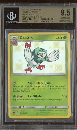 2019 Pokemon Hidden Fates #SV3 Dartrix SHR Shiny Vault BGS 9.5 GEM MINT - Image 1
