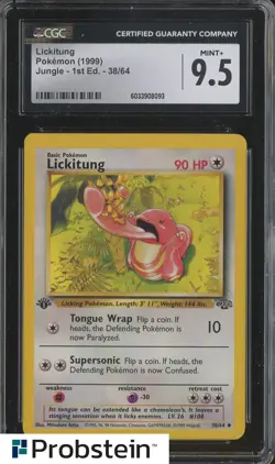 1999 Pokemon Jungle 1st Ed. #38 Lickitung CGC 9.5 MINT+ - Image 1