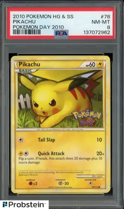 2010 Pokemon HG & SS Pokemon Day 2010 #78 Pikachu PSA 8 NM-MT - Image 1