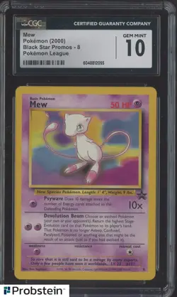2000 Pokemon Black Star Promos 8 Mew Pokemon League CGC 10 GEM MINT - Image 1