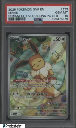 2025 Pokemon SVP EN Prismatic Evoltuions Pokemon Center ETB #173 Eevee PSA 10 - Image 1