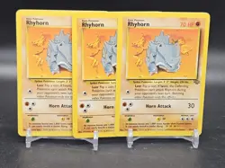 1999 Vintage Pokemon Rhyhorn Jungle Unlimited Common #61/64 LP (3) - Image 1