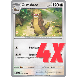 4X Pokemon TCG Gumshoos 177/197 S&V Obsidian Flames Regular Playset 2023 NM - Image 1