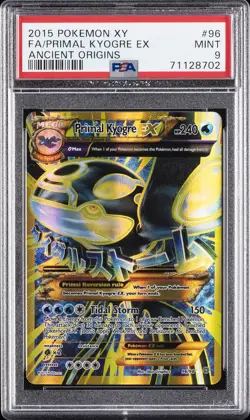 2015 POKEMON XY ANCIENT ORIGINS #96 FULL ART/PRIMAL KYOGRE EX PSA 9 - Image 1