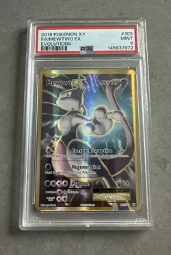 2016 POKEMON XY EVOLUTIONS #103 FULL ART/MEWTWO EX PSA 9 - Image 1