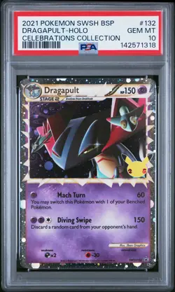 Dragapult Holo 132 Celebrations Collection Swsh Black Star Promo Pokemon PSA 10 - Image 1
