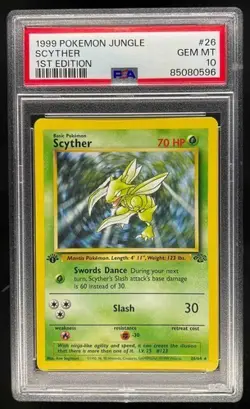 1999 Pokemon Jungle 1st Edition Scyther PSA 10 Gem Mint #26/64 - Image 1