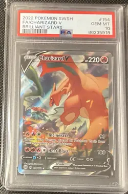 PSA 10 Pokemon Brilliant Stars Charizard v Full Art Holo Rare Gem Mint - Image 3