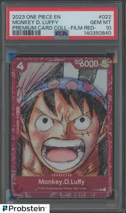 2023 One Piece EN Premium Card Collection Film Red #022 Monkey D Luffy PSA 10 - Image 1