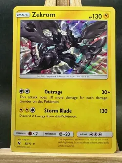 Zekrom Holo Rare Pokemon Trading Card Game Shining Legends 35/73 NM - Image 1