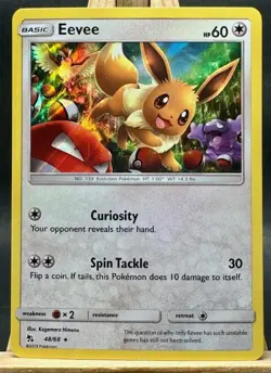 Eevee (48) Holo Rare Pokemon Trading Card Game Hidden Fates 48/68 NM - Image 1