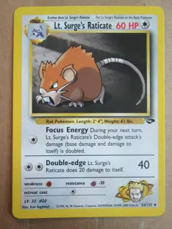 Lt. Surge's Raticate - 53/132 - Common WOTC TCG—Gym Challenge Pokemon Card - Image 1