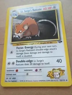 Lt. Surge's Raticate - 53/132 - Common WOTC TCG—Gym Challenge Pokemon Card - Image 5