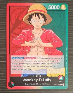 Pre-Errata One Piece Monkey.D.Luffy OP01-003 Romance Dawn Leader Card - Image 1