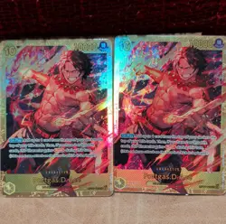 Bandai One Piece Card Game OP02 Portgas D. Ace OP07-119 Lot of 2 Holo Rush - Image 1
