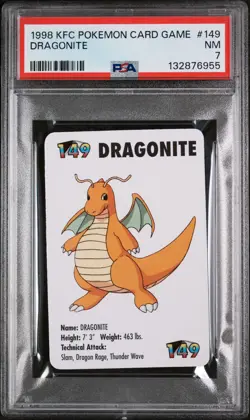 1998 KFC POKEMON CARD GAME #149 DRAGONITE PSA 7 - Image 1