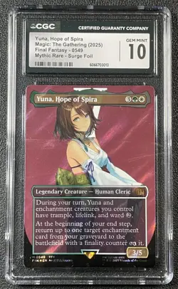 Yuna, Hope of Spira Borderless Surge Foil CGC 10 Graded Final Fantasy MTG - Image 1