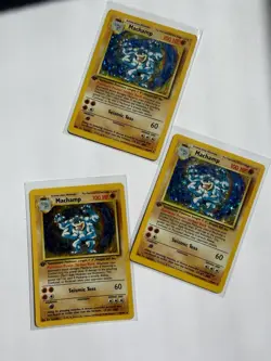 Pokemon TCG Machamp Cards Lot (3) 1st Edition Holo Base Set 1999 English Vintage - Image 1