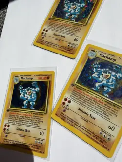 Pokemon TCG Machamp Cards Lot (3) 1st Edition Holo Base Set 1999 English Vintage - Image 3