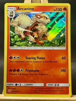 Arcanine Holo Rare Pokemon Trading Card Game SM Base Set 22/149 NM - Image 1