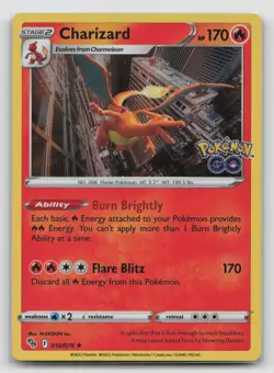 Charizard Holo Rare Pokemon GO 010/078 LP - Image 1