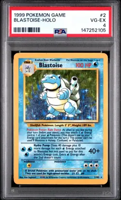 147252105 Blastoise 1999 Pokemon 1st Edition #2/102 Holo PSA 4 - Image 1