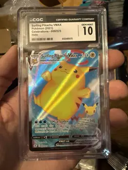 Pokemon Surfing Pikachu VMAX Celebrations Ultra Rare Holo CGC 10 #009 - Image 1